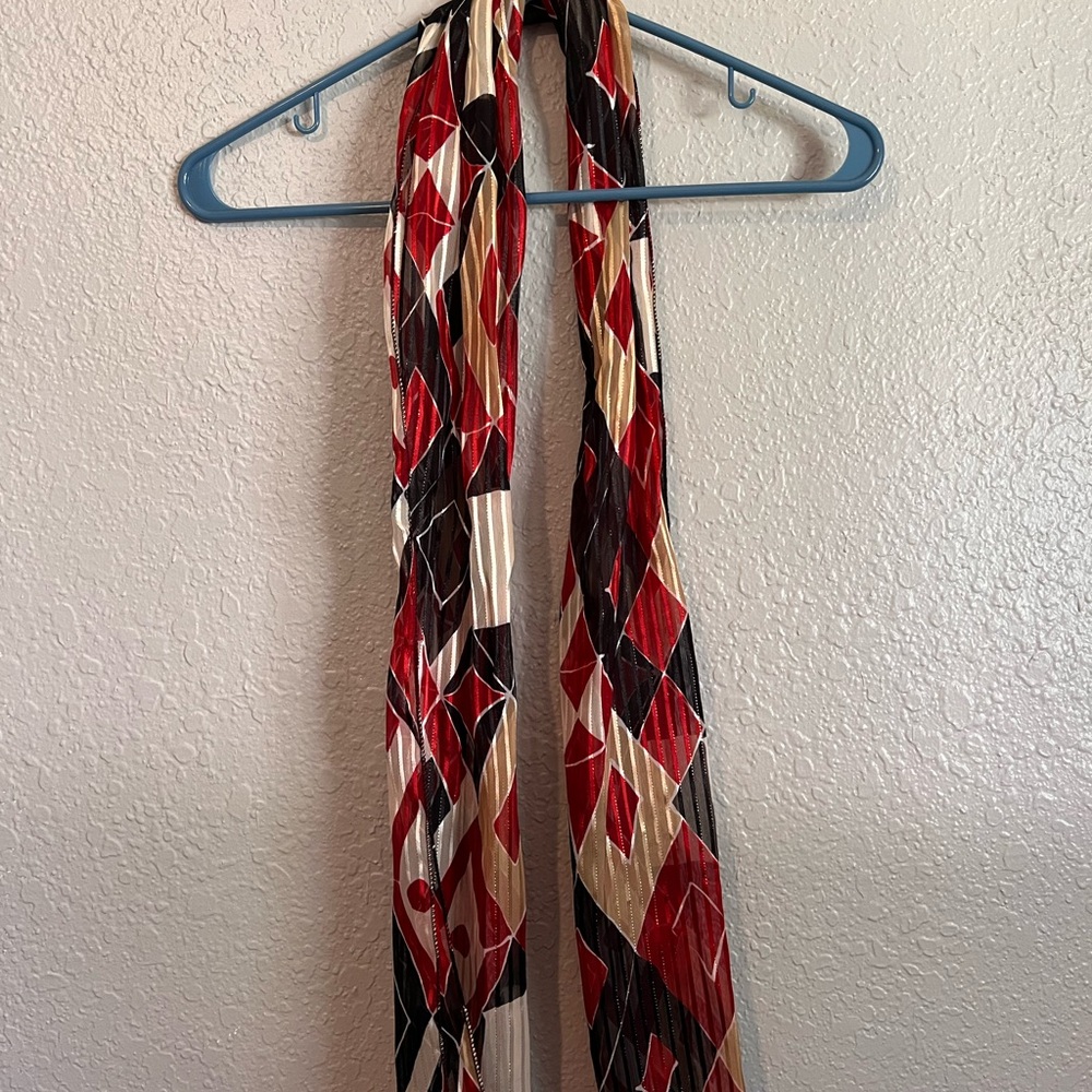 Geometric Red Black Gold Vintage Retro 80s 90s 2000s Women’s Scarf Men’s Tie